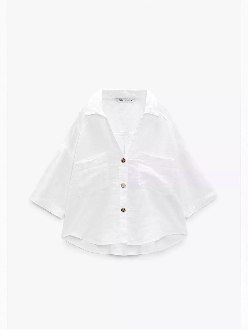 Zara White Short-Sleeve Button-Down Shirt - Picture 1 of 5